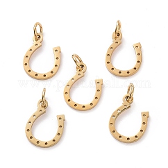 Ion Plating(IP) 304 Stainless Steel Charms, Horseshoe, Golden, 13x10x1mm, Hole: 3mm