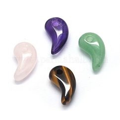 Natural Mixed Stone Pendants, Magatama, 23x12~13x7~8mm, Hole: 3mm