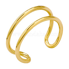 Stainless Steel Cuff Rings for Women, Double Layered Design Rings, Golden, 8mm, Inner Diameter: 17mm