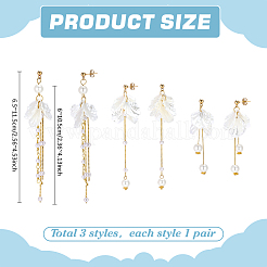 3 Pairs 304 Stainless Steel Flower Tassel Stud Earrings&nbsp;EJEW-PH01461