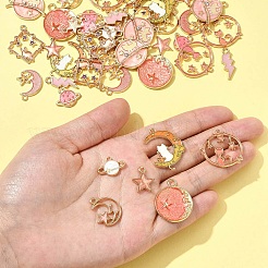 50Pcs 12 Styles Alloy Enamel Pendants&nbsp;ENAM-FS0003-04