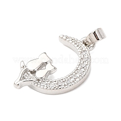 Brass Micro Pave Clear Cubic Zirconia Pendants&nbsp;KK-C249-07P