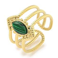 Ion Plating(IP) 304 Stainless Steel Synthetic Gemstone Cuff Rings&nbsp;G-Z056-03G