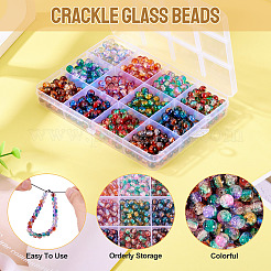 12 Colors Crackle Glass Beads&nbsp;CCG-TA0002-05B