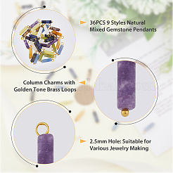 36Pcs 9 Styles Natural Mixed Gemstone Pendants&nbsp;PALLOY-AB00100