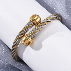 304 Stainless Steel Torque Bangles for Women&nbsp;BJEW-P310-23GP