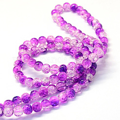 Baking Paint Transparent Crackle Glass Round Bead Strands&nbsp;DGLA-Q018-4mm-24