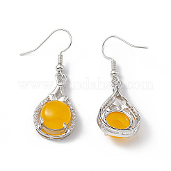 Gemstone Teardrop Dangle Earrings with Crystal Rhinestone&nbsp;EJEW-A092-02P