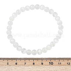 Natural Selenite Round Beaded Stretch Bracelet&nbsp;BJEW-D024-01B