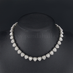 1Pc Heart Zinc Alloy Crystal Rhinestone Cup Chain Tennis Necklaces for Women&nbsp;NJEW-SP0001-06P