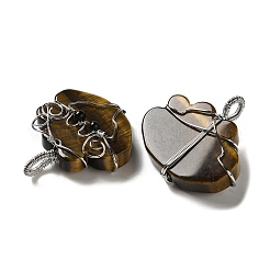 Natural Tiger Eye Copper Wire Wrapped Pendants&nbsp;G-K338-06P-04