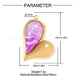 304 Stainless Steel Resin Pendants&nbsp;STAS-OY011-68G