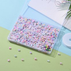DIY 26 Letter Acrylic Beads Stretch Bracelets Kits for Children's Day&nbsp;DIY-LS0001-04