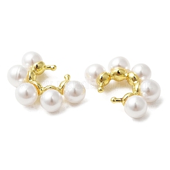 Rack Plating Brass Cuff Earrings with Plastic Pearl Beaded&nbsp;EJEW-M222-03G