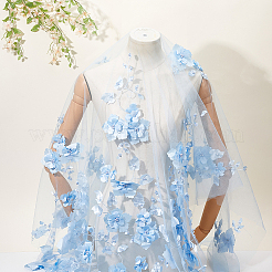 3D Flower Polyester with Resin Bead Fabric&nbsp;AJEW-MA0001-48C