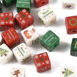 20Pcs Christmas Printed Opaque Acrylic Beads&nbsp;OACR-FS0002-53B