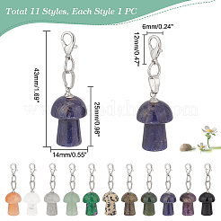 11Pcs 11 Style Mushroom Gemstone Pendant Decorations&nbsp;PALLOY-AB00138