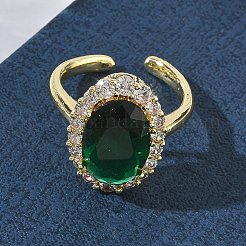 Brass Micro Pave Cubic Zirconia Cuff Open Rings for Women&nbsp;RJEW-L343-17G-08