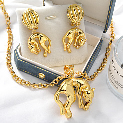 Brass Stud Earrings & Pendant Necklaces Sets for Women&nbsp;FS-WGFF87F-01