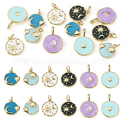 12Pcs 6 Styles Rack Plated Brass Enamel Pendants&nbsp;KK-TA0008-58
