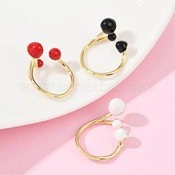 Brass Enamel Open Cuff Rings for Women&nbsp;RJEW-U057-01G
