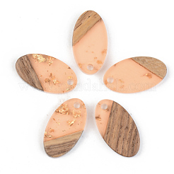 Transparent Resin & Walnut Wood Pendants&nbsp;RESI-S389-041A-B