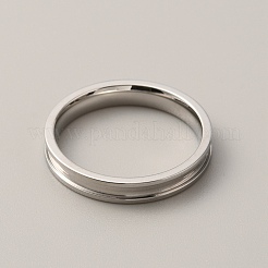 201 Stainless Steel Grooved Finger Ring for Men Women&nbsp;RJEW-WH0009-04F-P