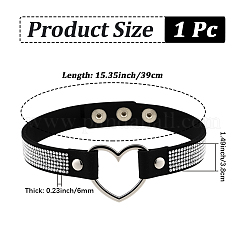 Punk-style Black Imitation Leather Crystal Rhinestone Chocker Necklaces&nbsp;NJEW-CL0001-30