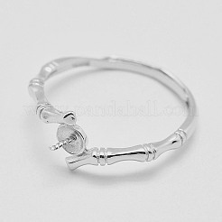 Anti-Tarnish Adjustable Rhodium Plated 925 Sterling Silver Design Ring Mounts Fittings with Pearl Seat&nbsp;STER-K038-031P