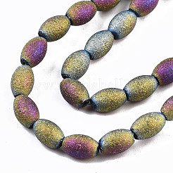 Frosted Electroplate Glass Beads Strands&nbsp;EGLA-N007-001