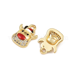 Brass Micro Pave Cubic Zirconia Charms&nbsp;KK-Z129-01G-03