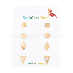 4 Pairs Geometry Theme 304 Stainless Steel Stud Earrings&nbsp;EJEW-G469-03G