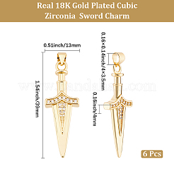 6Pcs Brass Micro Pave Cubic Zirconia Pendants&nbsp;KK-BBC0027-33