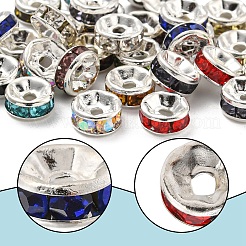 60Pcs 15 Colors Brass Rhinestone Spacer Beads&nbsp;RB-YW0001-12