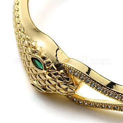 Green Cubic Zirconia Snake Hinged Bangle&nbsp;BJEW-B054-12G