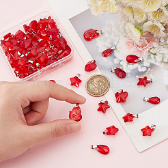 70Pcs 7 Styles Transparent Glass Pendants&nbsp;PALLOY-PH01663