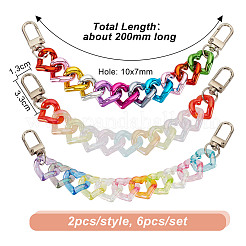 6Pcs 3 Styles Heart Acrylic Boot Strap Chains&nbsp;FIND-GO00002