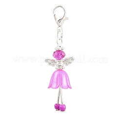 6Pcs Alloy & Glass Angel Pendant Decoratons&nbsp;HJEW-JM04208-03