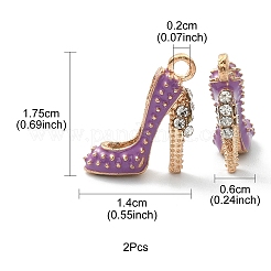2Pcs Alloy Enamel Stilettos Pendants&nbsp;ENAM-YW0002-30C