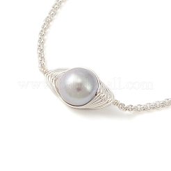 Natural Pearl Link Slider Bracelet&nbsp;BJEW-JB09449-02