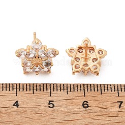 Flower Brass Micro Pave Cubic Zirconia Stud Earrings for Women&nbsp;EJEW-G428-28B-02