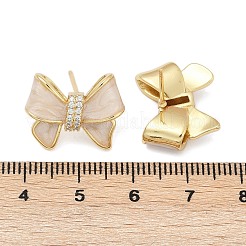 Brass Micro Pave Clear Cubic Zirconia Stud Earrings&nbsp;EJEW-H154-13G