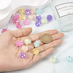 28pcs 7 colors Luminous Opaque Resin Pendants&nbsp;RESI-TA0002-12