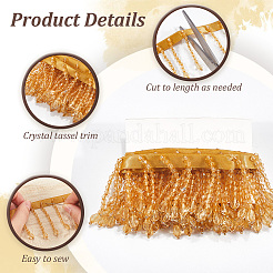 2 Yards Polyester Lace Ribbon with Plastic Beaded Tassel for Sewing Decoration&nbsp;OCOR-WH20007-21