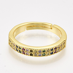 Adjustable Brass Micro Pave Cubic Zirconia Finger Rings&nbsp;RJEW-S044-028