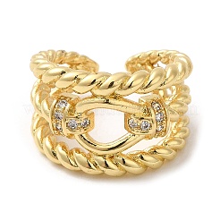 Rack Plating Real 18K Gold Plated Brass Hollow Open Cuff Rings&nbsp;RJEW-B048-07G