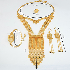 Alloy Hollow Rectangle Bracelets & Earrings & Necklaces & Rings Sets for Women&nbsp;QZ8606