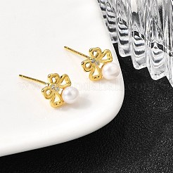 925 Sterling Silver Clear Cubic Zirconia Bowknot Stud Earring&nbsp;EJEW-L300-11G