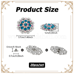 20Pcs Flower Zinc Alloy & Rhinestone & Glass Rivets&nbsp;BUTT-NB0001-84A