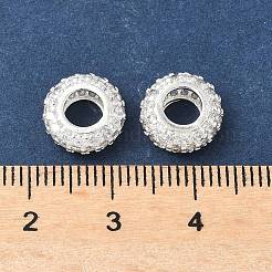 Brass Micro Pave Cubic Zirconia European Beads&nbsp;KK-A254-03B-S
